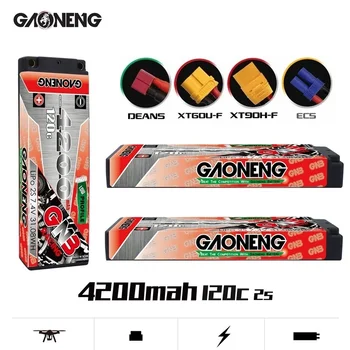 1-2ks Originál Gaoneng GNB 4200MAH 2S 7.4 V 120C FPV Lipo Batérie Dlhé Tenké Hard Shell Off-road Auto, Loď Batérie