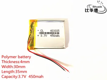 10pcs 3,7 V 450mAh 403035 Lithium Polymer Li-Po li ion Nabíjateľnú Batériu buniek Pre Mp3 MP4 MP5 GPS, PSP, mobilné bluetooth