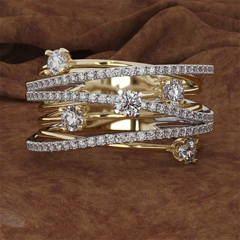 14K 3 Farby Gold Diamond Ring pre Ženy Topaz 1 Karát Drahokam Bizuteria Anillos Striebro 925 Šperky, Zásnubné Diamantové Prstene