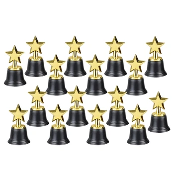 16PCS Deti Plastové Gold Star Trofeje,Zlaté Farebné Ocenenie Trofej Pre Futbal,Futbal,Baseball,Karneval Cenu,Strana Darček