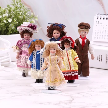 1PC Miniatúrny domček pre bábiky Bábiky Model Retro Viktoriánskej Bábika Pekná Holka, Dekorácie, Doplnky Modré Šaty Dievča Námorníckej Uniforme Bábiky Hračky