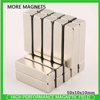 1~10PCS 50x10x10mm Silný Magnet list Trvalé Neodýmu Magnety 50 mm x 10 mm x 10 mm Pásky Blok Magnety 50*10*10 mm