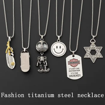 2 kusy módny náhrdelník titánové ocele, Európske a Americké prívesok lesklé Prívesok Reťazca Darček hip hop príslušenstvo šperky