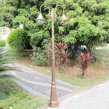 2 na čele krajiny trávnik lampa s 2 odrazové svetlá LED uli svetlo loptu tieni E27 vonkajšie vintage LED post lampa zariadenie nepremokavé