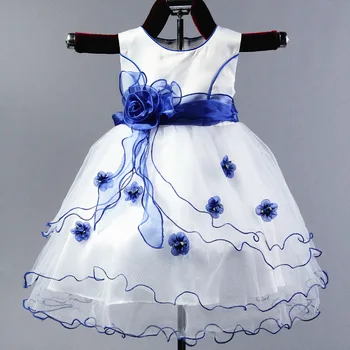 2020 nové módne detské oblečenie, Svadobné kvetina dievča šaty luk zhodu farieb princezná nadýchané šaty