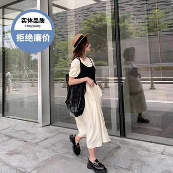 2022 Nový Príchod Japonský Štýl Lístkového Rukáv False Dvoch-dielny DressTemperament Office Lady Šaty