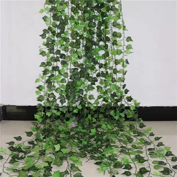 2M Leaf Domova Umelé Ivy Leaf Garland Rastliny Viniča Falošné Lístie, Kvety Liana Zelený Brečtan Veniec Svadobné Dekorácie
