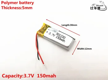 3,7 V 150mAH 501230 Polymer lithium ion / Li-ion Nabíjateľnú batériu, pre DVR,GPS,mp3,mp4
