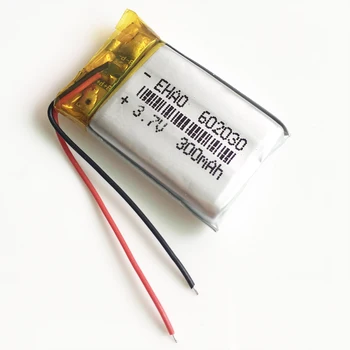 3,7 V 300mAh Lítium-Polymérová lipo Nabíjateľná Batéria 602030 pre MP3, MP4 Bluetooth GPS Headset Fotoaparát