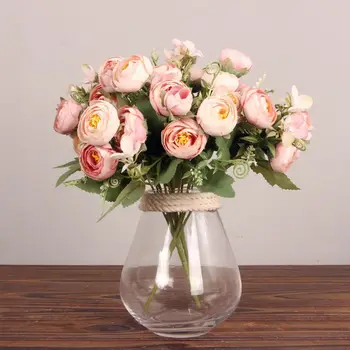 30 cm Multicolor Čajových Ruží Vázy pre Domáce Dekorácie Príslušenstvo Falošné Daisy Plastové Kvet, Svadobné, Umelé Kvety