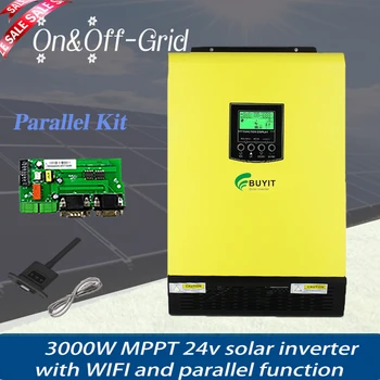 3000W On&Off Grid Solar Hybrid Inversor Čistá Sínusová 24V PV Vstup 5500W MPPT 90A s WIFI a Paralelné Môže Pracovať Bez Batérií