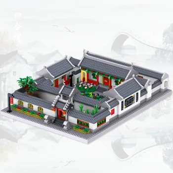 5018pcs+ Čínskej Klasickej Záhrady Suzhou Stavebné Bloky Architektúry Diamond Micro Tehly Hračky Pre Vianočný Darček 8055