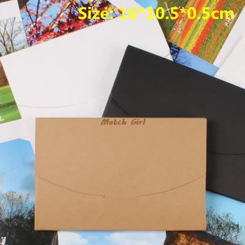 50pcs/veľa-16*10.5*0.5 cm Prázdny Čierny Biely Sulfátový Papier Obálky Pohľadnice, Pohľadnice Foto na obálke Obaly Boxy