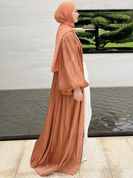 Abaya Sady Moslimská Žena Kimono&Šifón Šatku Dubaj Turecký Skromné 2 Dielna Sada Strana Večer Islamské Oblečenie Ramadánu Eid Oblečenie