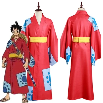 Anime Jeden Kus Wano Krajiny Opice D. Luff Cosplay Kostým Kimono Oblečenie Halloween Karneval Oblek S-XXXL Pre Mužov
