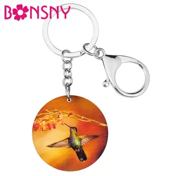 Bonsny Akryl Kolo Orange Kolibrík Vták Keychains Estetické Zvierat Keyring Šperky Pre Ženy, Mužov Vtipný Darček Taška Dekorácie