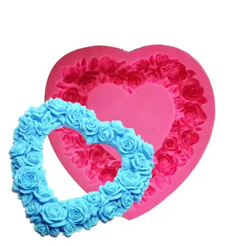 Boom Ruža Srdce Tvar Silikónové Formy na Fondant Jelly Candy Čokoládový Dort Dekorácie Nástroj Remeselné Mydlo Plesne DIY Pečenie Nástroj