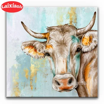 Cross Stitch Diamond puzzle Abstraktnej maľbe krava 5D drahokamu DIY Diamond Maľovanie drahokamu Výšivky Mozaiková Výzdoba