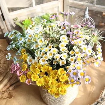 Daisy Kvety Kytice Simulácia Rastliny Falošné kvety Marguerites Kvet pre Domáce Svadobné Dekor Flores Príslušenstvo