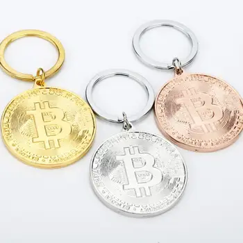 Dekor Bitcoin Mince Keychain Zlatá Platňa BTC Token prívesok Strany Prospech Kovové Keyring Pamätný Suvenír Darček 50pcs/Veľa