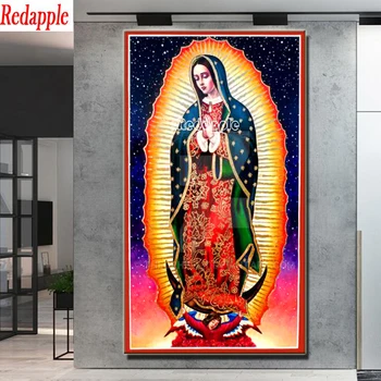 Diamond Maľovanie Mexiko Guadalupe Panny Márie Diamond, Vyšívané na Výšku Náboženské Cross Stitch Mozaiky veľké veľkosti Domova