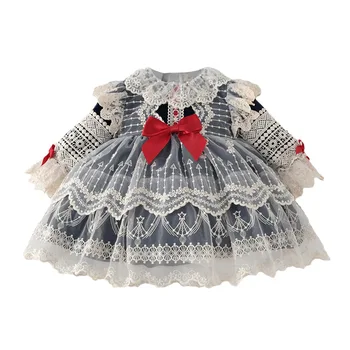 dieťa dievča, dlhý rukáv princezná čipky šaty pre 1 2 3 4 5 rokov jeseň kojenecká dievčatá Vianočné šaty 2020 dievča strany svadobné šaty