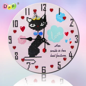 DPF DIY diamond hodiny slim black cat 5D kolo diamond maľovanie darček diamond výšivky mozaiky nástenné hodiny domova umelecké remeslá