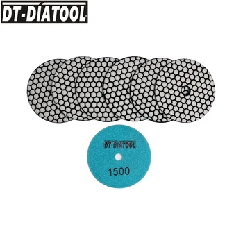 DT-DIATOOL 7pcs Suché Diamond Leštiaci Pad Flexibilné Živice 100mm Leštenie Kolies Pre Mramor Betónovej Podlahy, Brúsenie Disk #1500