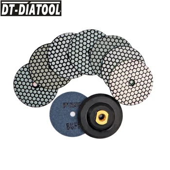 DT-DIATOOL 9pcs/set Flexibilné Diamond Suché a Leštenie Živice Dlhopisov Brúsneho kotúča Pre Mramor, Žula Dia 4