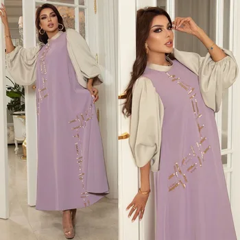 Dubaj Arabčina Abaya Ženy Dlhé Šaty Saténové Diamanty Vintage Etnických Moslimských Maxi Šaty, Na Blízkom Východe Islam Vestidos Turecko Na Jeseň Šaty