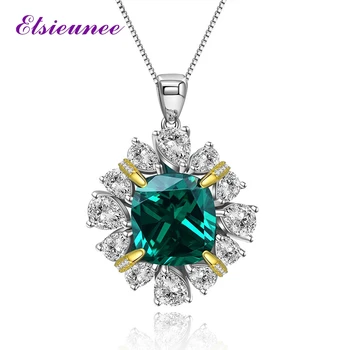 ELSIEUNEE Vintage 100% 925 Sterling Silver Emerald Ruby Drahokam Prívesok Náhrdelník Svadobné Koktail Party Jemné Šperky Veľkoobchod