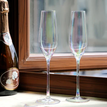 Európska Rainbow bezolovnaté Crystal Šampanského Pohára Čašu vína sklo Bublina pohár farebné sklenené poháre Strany Rodiny Drinkware