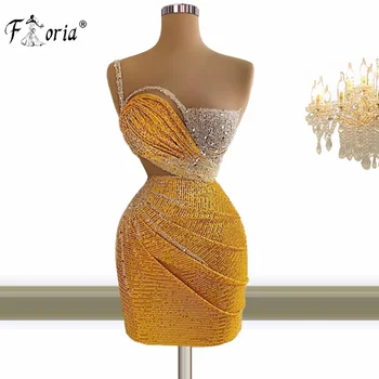 Flitrami Koktail Party Šaty Jedno Rameno Krátke Večerné Šaty 2021 Ilúzie Orange Prom Šaty, Luxusné Šaty Návrat Domov
