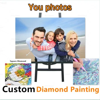 Foto Vlastné Diamond Maľovanie 5D Diy Drahokamu Rodinné Fotografie Plné Námestie Kolo Diamond Výšivky Predaj Domáce Dekorácie Darček