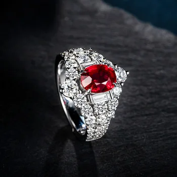 High-end luxusný online červená vysielania nový produkt simulácia ruby ušľachtilý plný diamond farebné otvorenie krúžku