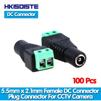 HKIXDISTE 100ks/veľa Žien DC Konektor 5.5/2.1 mm CCTV UTP DC Napájací Adaptér Kábel DC/AC 2/videokamery Balun