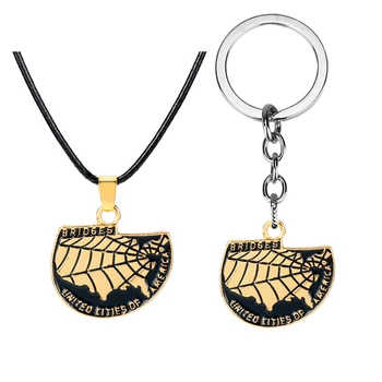 Hra Death Plytčinu Zlatý Odznak Keychains Mosty Spojených Miest Americké Spojené Štáty Mapu Prívesok Mužov Auto Keyring Šperky