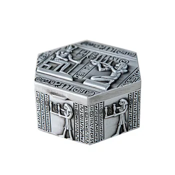 Kreatívne zliatiny zinku Materiál šperkov box Egyptský štýl Vintage šperky box skvelého Ročníka Flanelové Dizajn, Kreatívne Darčeky