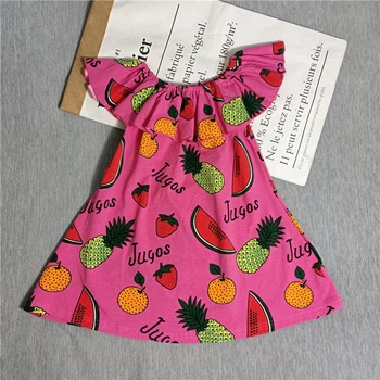 Lashojas 2021 nové, banány, Ananás, melón oranžové ovocie šaty Jahody ružové šaty pre dievčatá, deti letné
