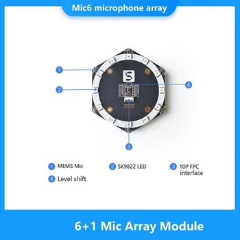 Mic6 Mikrofón Pole Zdroja Zvuku Sledovanie Umiestnenia Modulu Expansion Board MSM261S4030H0 AI S 12 SK9822 LED