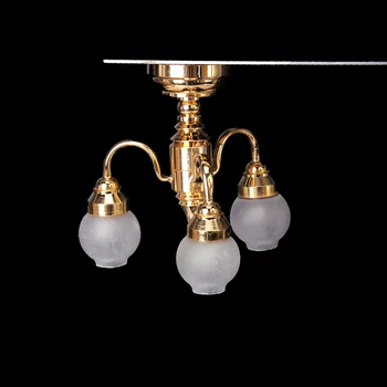 Miniatúrne 3-Rameno Lampy, Elektrické LED Stropné Svietidlo, 1/12 Rozsahu domček pre bábiky Príslušenstvo
