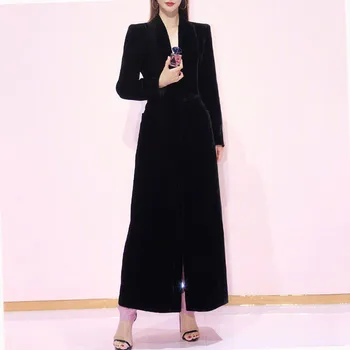 MIUXIMAO 2021 Nové Jesenné Oblečenie pre Ženy s Drážkou Dlhý Rukáv Soild Štíhly Pás Šaty, Módne, Elegantné Office Štýl