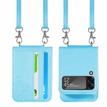 Módne Kože Prípade mobilného Telefónu Samsung Galaxy Z Flip3 Flip 4 Flip4 Flip 3 5G Proti Klepaniu Ochranný Kryt s Card