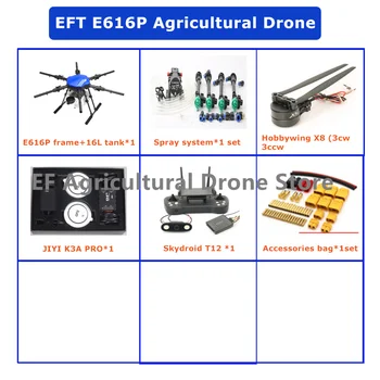 Nový Dizajn EFT 616P Poľnohospodárskej Striekanie drone E616S 16KG 35 mm 40 mm Skladacie Rázvor Rám S JIYI K++ riadenia Letu
