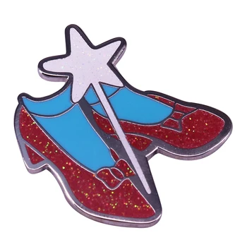 Nádherné vintage iskrivý Ruby papuče klopě pin Čarodejník z krajiny Oz Dorothy topánky a palička brošňa okrem fanúšikov
