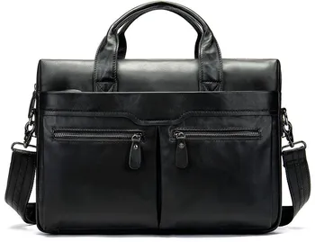 pravá koža hnedej aktovky business travel kabelka, notebook tašky