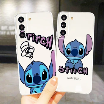 Priehľadný Kryt Disney Stitch Art Cartoon Telefón puzdro Pre Samsung S22 S21 S20 FE Ultra Pro Lite S10 S10E S9 S8 S7 Plus 5G