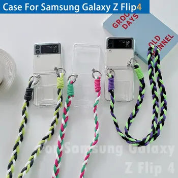 Puzdro pre Samsung Galaxy Z Flip4,Samsung Galaxy Z Flip3 Prípade Pletená ozdobná šnúrka na uniforme Kríž Telo