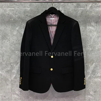 Pánske Sako Jeseň Čierna Bunda Obleku Kvality Vlna, Polyester Vnútorná Vrstva so Zlatými Tlačidlo Formálne Šaty Oblečenie