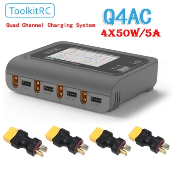 Pôvodné ToolkitRC Q4AC 4x50W 5A AC 100W 4 Port DC Smart Discharger Nabíjačku XT60/T Voliteľné pre 1-4S Lipo Batérie